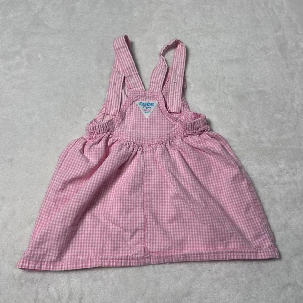 VINTAGE OSHKOSH PINK AND WHITE GINGHAM JUMPER DRESS USA‎  2T